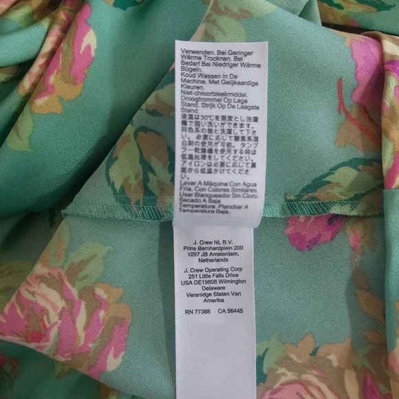 J. Crew Bell Long Sleeve Floral Green Winter Garden Shift Dress- size 0
